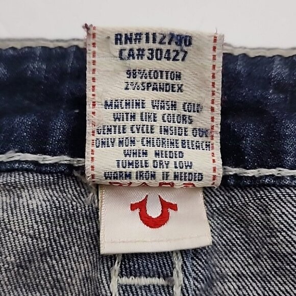True Religion Women's  Denim Skinny Dark Wash Blue Jeans White Stitch Size 27 - Picture 13 of 16